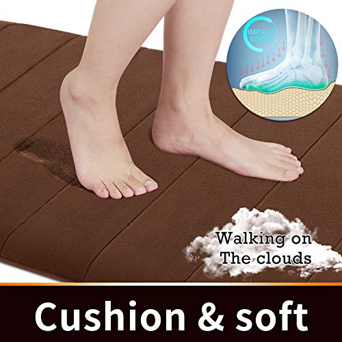 Yimobra Brown Bath Mat, Super Soft Absorbent Memory Foam Bathroom Rug Non Slip, Quick Dry, Machine Washable Floor Carpet for Tub Shower, Home Decor Accessories, 24x17 - color: Brown, size: 24" X 17"