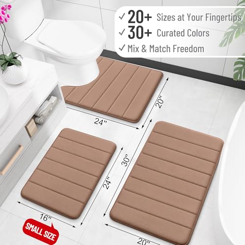 OLANLY Memory Foam Toilet Rugs U Shaped 24x20, Super Soft Absorbent Contour Bath Rugs, Quick Dry, Machine Washable Toilet Mat, Bathmat Floor Carpet, Bathroom Home Decor Accessories, Mocha - color: Mocha, size: 24" X 20" Contour Rug