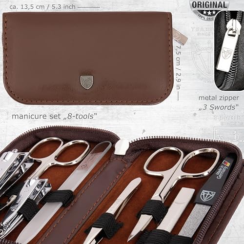 3 Swords Germany – manicure pedicure set kit (674) - color: BROWN