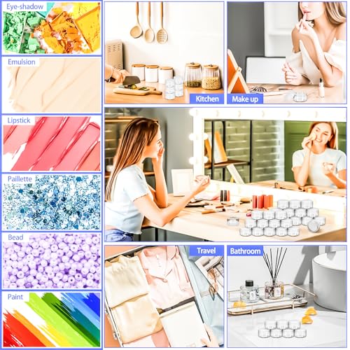 50 Pack 10g Plastic Jars with Lids, 10ml Round Clear Cosmetic Containers Makeup Jars, Travel Size Container Jar with 20 Spatulas for Sample Lotion Cream Eyeshadow Ointment Salve Balm Powder - color: White, size: 10g