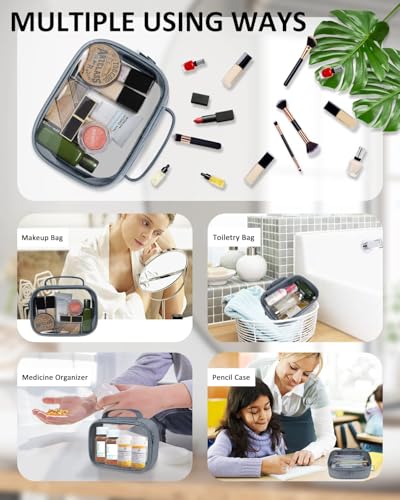 Moyad TSA Approved Toiletry Bag Clear Quart Size Travel Bags Makeup Bag | Large Opening, for Men and Women, Carry on Airline Compliant, Transparent Liquids Pouch, Grey - color: Grey, size: 1 Pack, Handle