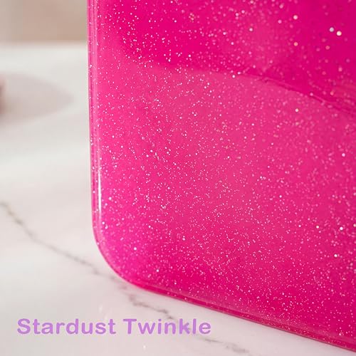 RSRSLEII Stardust Twinkle Jelly Travel Makeup & Toiletry Bag, Waterproof PVC Cosmetic Bag/Case for Women，Zipper SPF Beach Bag for Sunscreen Skincare and Daily Essentials (02Hot Pink) - color: 02Hot Pink