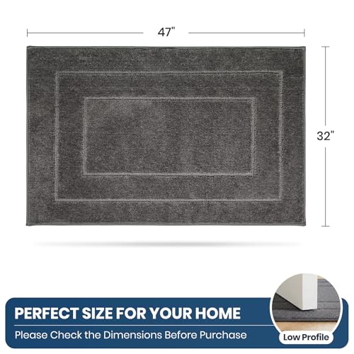 PURRUGS Machine Washable Kitchen Rug 32" x 47", Non-Slip/Skid Kitchen Runner Rugs & Floor Mats, Super Absorbent Soft Standing Mats for Kitchen, Sink & Laundry, Grey - color: Grey, size: 32" X 47"