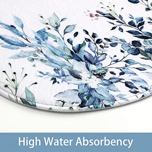 MitoVilla 4 Pcs Blue Eucalyptus Bathroom Sets with Shower Curtain and Rugs, Modern Shower Curtain Sets with Rugs for Bathroom Decor, Bathroom Decor Curtain Sets with Mats and Accessories - color: Blue