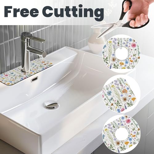 Spring Flower Colorful Leaves 15" X 5.5" Kitchen Sink Splash Guard Faucet Faucet Guard Draining Mat Sink Splash Guard Faucet Kitchen Bathroom - color: Spring Flower Colorful Leaves