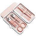 QURIPE 7pcs Manicure Set, Nail Clippers Kit, Stainless Steel Manicure Kit, Nail Clipping Tools Portable Travel Grooming Kit, The Best Gift with Luxurious Case(Rose Gold) - color: Rose Gold