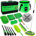 Lezcufer 17Pcs Car Wash Kit,62" Car Wash Brush Mop with Long Handle,Car Cleaning Kit,Car Detailing Brush Set,Car Wash Bucket,Car Wheel Brush,Complete Interior Car Cleaning Supplies