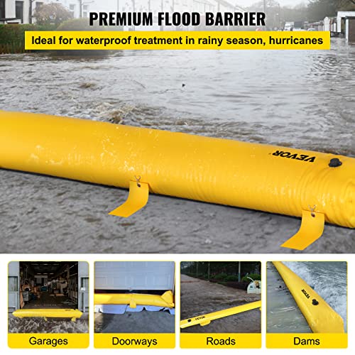 Flood Barrier, Flood Bags, Sandbag Alternative, Water Barrier for Flooding with Great Waterproof Effect, Reusable PVC Water Diversion Tubes, Lightweight Flood Barriers for Home, Door, Garage - style: 24ft(l) * 6(h)