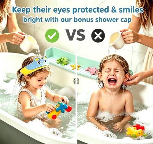 Bathtub Splash Guard for Kids, 2-in-1 Bath Toy Organizer Tub Shelf - color: Green