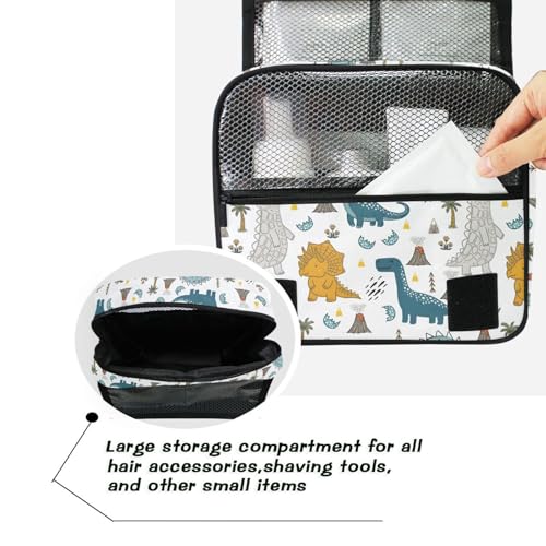 senya Hanging Travel Toiletry Bag Kit Makeup Case Cosmetics Organizer for Men Women - color: Kids Cartoon Dinosaurs
