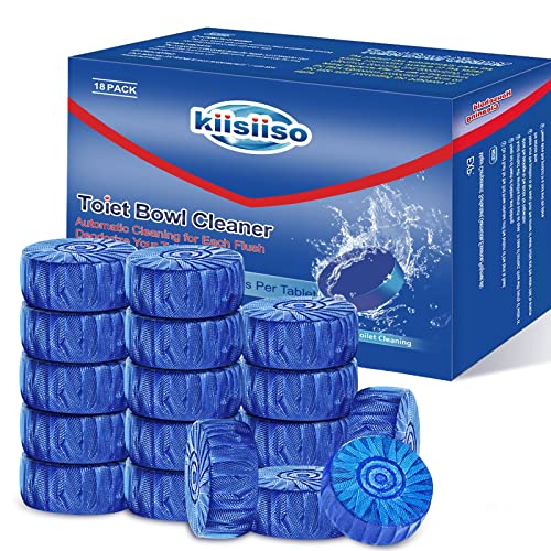 KIISIISO Toilet Bowl Cleaner Blue Tablets 18 Pack, Slow-Dissolving Automatic Bowl & Tank Cleaner, Septic Safe & Plumbing Friendly for Bathroom Toilet Cleaning, Prevents Tough Stains - size: 1 Count (Pack of 18)