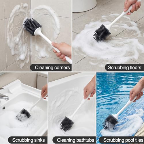 Lefree 2 Pack Silicone Toilet Brush Set with Ventilated Holder, Floor Standing & Wall Mounted Toilet Scrubber - color: Gray, size: 2 Pack