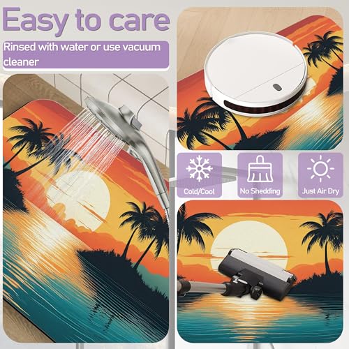 Summer Sunset Bathroom Rugs Mat, Super Absorbent Quick Drying Floor Mat for Bathroom Entryway 17"x30" (Palm Trees) - color: Sunset Palm Trees