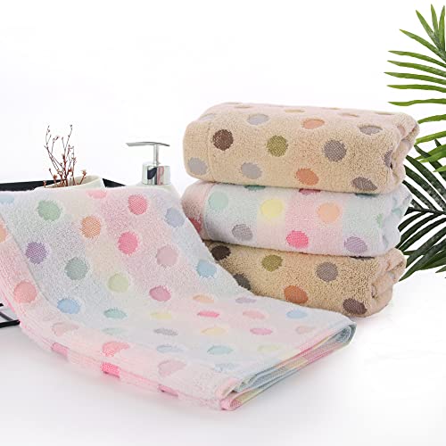 Pidada Hand Towels Set of 2 100% Cotton Colorful Polka Dot Pattern Soft Absorbent Decorative Towel for Bathroom (Beige) - color: 2 Beige
