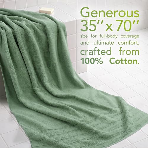 American Soft Linen 100% Cotton Luxury Turkish Towels, 35x70 XL Bath Sheet | Soft Absorbent Quick Dry OEKO Tex Standard 100 Certificated Durable Machine Washable Breathable Premium Hotel Quality - color: Sage Green, size: 35"x70"