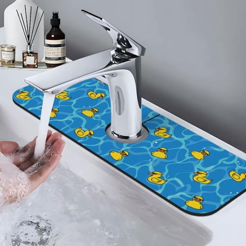 Duck Sunglasses Yellow Cool 15" X 5.5" Kitchen Sink Splash Guard Faucet Faucet Guard Draining Mat Sink Splash Guard Faucet Kitchen Bathroom - color: Duck Sunglasses Yellow Cool