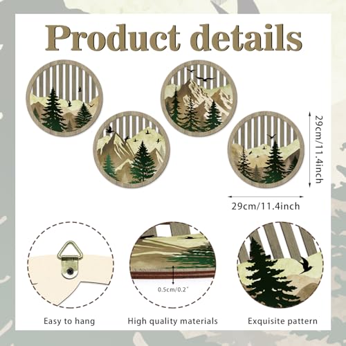 TOARTi 4Pcs Boho Mountain Wooden Wall Art Abstract Sun Moon Pine Tree Wall Decor Farmhouse Natural Mountain Landscape Artwork Minimalist Geometric Forest Hanging Sign for Living Room Bedroom Office - color: 4pcs Boho Mountain Wooden Wall Art