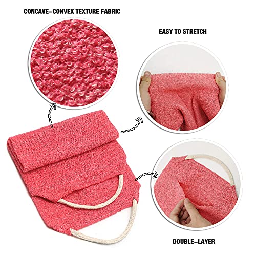 Evridwear Exfoliating Back Scrubber for Shower, Back Washer for Men Women | Loofah with Handle, Extended Length, Stretchable, Deep Cleansing for Hard-to-Reach Areas, Skin Massage (Blue+Pink) - size: Blue + Pink Back Scrubber