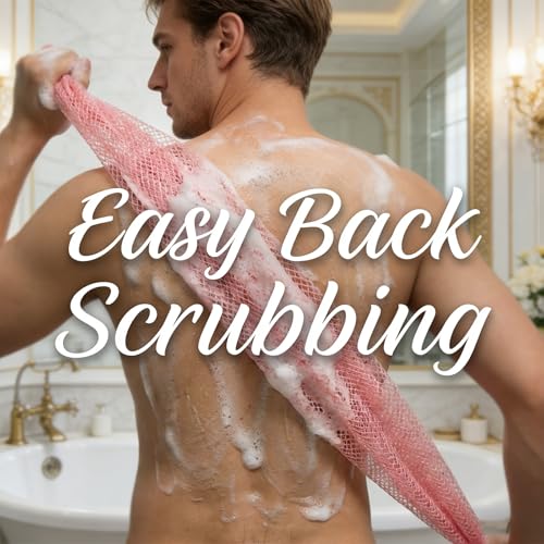 3 PCS Authentic African Net Sponge 30" Extra Long African Exfoliating Net for Body & Back Scrubber for Shower Quick Dry Nylon Mesh Washcloth for Glowing Skin (Pink+Purple, 3 Pcs) - style: 3Pac Pink+Purple