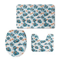 Blue Floral Soft Bathroom Carpet 3 Piece Bathroom Rugs and Mats Sets Non-Slip Mat Set Toilet Mat Set Bath Mats Set 3 Piece Set,with U-Shaped Toilet Floor Mat Non Slip Rugs - color: Blue Floral