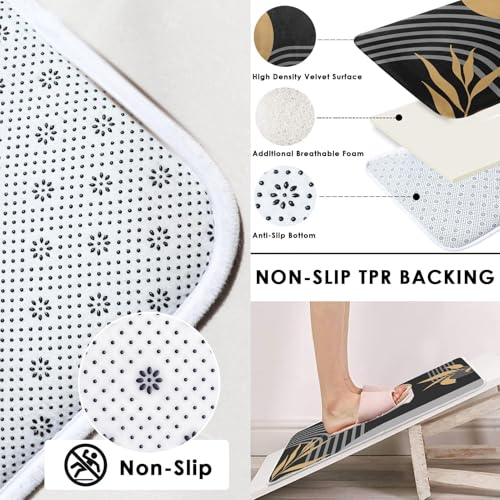 Boho Mid Century Shower Curtain Set with Toilet Lid Cover and Non-Slip Rugs, Abstract Geometric Grey Background 4 Pcs Modern Minimalist Shower Curtain for Bathroom Set with 12 Hooks - color: Boho Grey 2