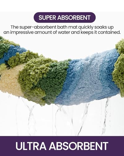DEXI Moss Bath Mat, Ultra Thick Soft Green Bathroom Rug, Non Slip Washable Bathmat, Water Absorbent Microfiber Carpet Rugs for Shower Floor, Sink, Bedroom, 55x39, Moss Green - color: Green Moss-large