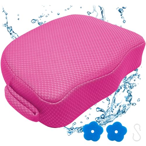 AEROiVi Hot Tub Booster Seat for Adults, 5 Inch Thick Supportive Cushion with Non-Slip Bottom, Weighted for Quick Sink without Float, Spa Booster Seat for Hot Tub (Including Inflatable), Pool, Bathtub - color: Pink