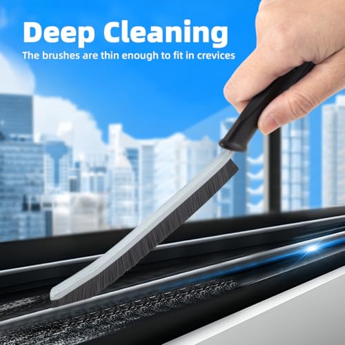 TQRR 3Pcs Hard Bristle Crevice Cleaning Brush, Scrub Brush, Kitchen Sink Cleaning Brush, Grout Brush, Corner Brush Cleaning Tools for Toilet, Bathroom, Gap, Home, Household, Window (3, Grey) - color: Gray
