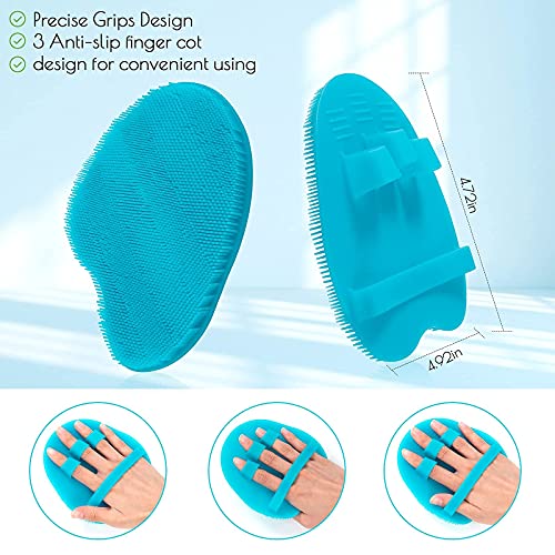 1 Pack Pure Silicone Food-Grade Body Brush Shower Cleansing Scrubber | Gentle Exfoliating Glove Soft Bristles (Blue) - color: # Blue