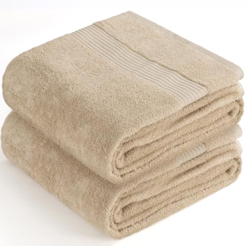 Cotton Paradise 100% Cotton Turkish Towel Set, Soft Absorbent Quick Dry, 2 Piece 35x70 Bath Sheet Set, Beige - color: Beige, size: 2 PC SET (35x70")