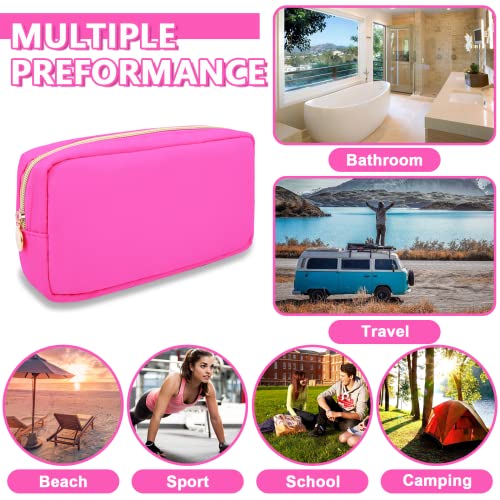 UIXIZQ Small Makeup Pouch for Purse, Nylon Travel Toiletry Storage Pouch Cute Preppy Cosmetic Bag for Women Girls, Waterproof Makeup Organizer Skincare Bag Purse with Zipper (Small-Bubblegum) - color: Bubblegum, size: Small