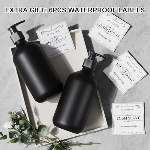 2Pcs Black Soap Dispenser, 16oz Plastic Dish & Hand Soap Dispenser for Kitchen, Empty Liquid & Lotion Dispenser Set for Bathroom Accessories - color: Black Pump