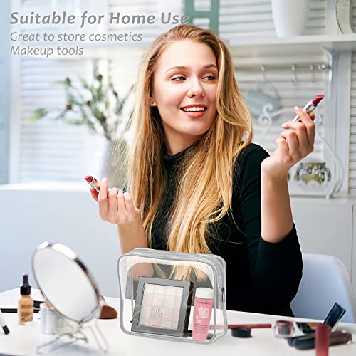 3pcs Clear Cosmetic Bags, TSA Approved Toiletry Bag Set Crystal Clear Travel Beach Essentials Bag Organization PVC, Clear Makeup Bags Luggage Pouch Carry on Airport Airline Compliant Bag Women Men - color: 3pcs Gray-1 large, 1 medium, 1 small