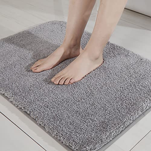 COSY HOMEER Extra Thick Bath Rugs for Bathroom - Anti-Slip Bath Mats Soft Plush Yarn Shaggy 100% Strong Mirco Polyeste Mat Living Room Bedroom Mat Floor Water Absorbent(Grey,16x24 - Inches) - color: Grey, size: 1'4" X 2' (Rectangular)