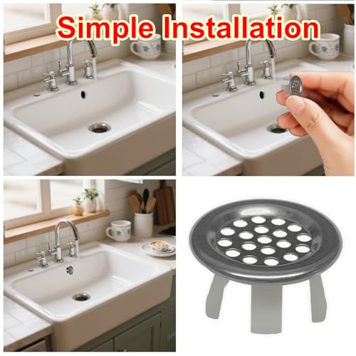 6 Pack Stainless Sink Basin Trim Overflow Cover,Bathroom Sink Overflow Trim Ring Stainless Steel Mesh Round Hole,Sink Basin Trim Ring Insert in Hole Round Caps for Home,Sink,Bathroom,Kitchen - color: Mesh Hole