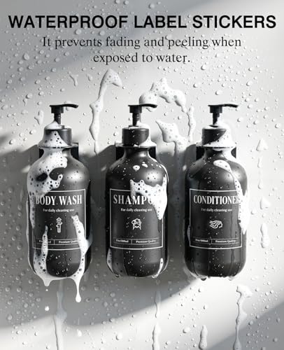 Luxspire Shampoo and Conditioner Dispenser, Shower Soap Dispenser Wall Mounted 3 Sets, 17OZ Shampoo and Conditioner Bottles for Bathroom, Shower Wall and Hotel, Black - color: Matte Black