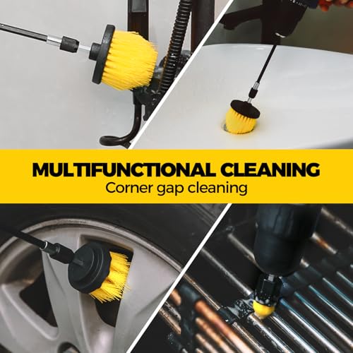 Holikme 6Pack Drill Brush Power Scrubber Cleaning Brush Extended Long Attachment Set All Purpose Drill Scrub Brushes Kit for Grout, Floor, Tub, Shower, Tile, Bathroom Black - color: Black