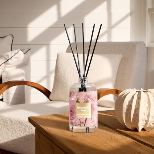 Cocorrína Reed Diffuser Refill Sandalwood Rose 17oz (500ml) with 8 Sticks - Premium Long-Lasting Floral Essential Oil, Home Fragrance for Bedroom, Bathroom Home Decor - size: 17 Fl Oz (Pack of 1)