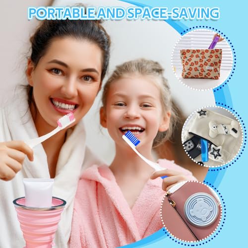 Toothbrush Travel Case, Travel Toothbrush Silicone Collapsible Toothbrush Cup, Travel Toothbrush Set Suitable for Business Camping Travel or Daily Use (Blue) - color: Blue