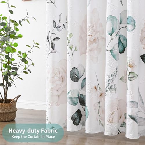 QiyI 72x72 White Floral Shower Curtain, 3D Embossed Butterflies, Waterproof Fabric, Set with Hooks - color: Cream Flowers, size: 72"W x 72"L (Pack of 1)