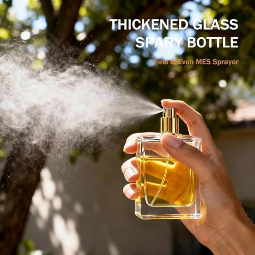 YU FENG 2 Pack 100ml Glass Perfume Spray Bottles, Clear Refillable Atomizer | Clear Glass Design, Gold Sprayer With Transparent Cap, Fine Mist Spray, Refillable Bottle For Perfume And DIY Use - style: Clear Glass