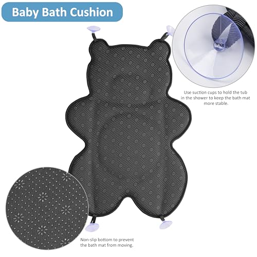 Infant Baby Bath Cushion,Fits Inside Most Baby Bathtubs, Breathable Soft Baby Bath Support Seat,Baby Bath Pad Bath Pillow for Bathtub,Newborn Bath Mat with 4 Suction Cups (Blue) - color: Blue