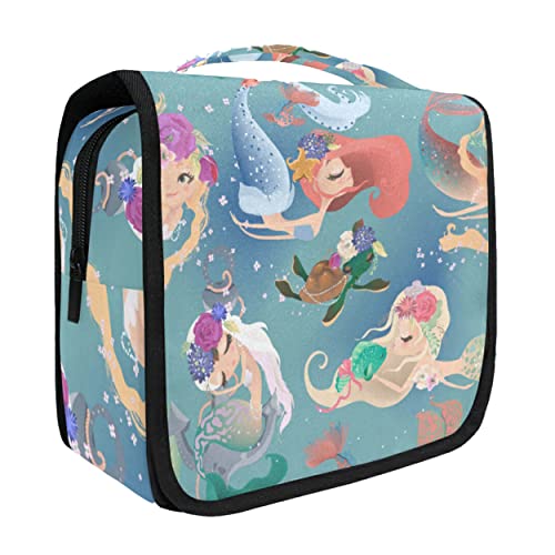senya Hanging Travel Toiletry Bag Kit Makeup Case Cosmetics Organizer for Men Women - color: Mermaid Girls Princess
