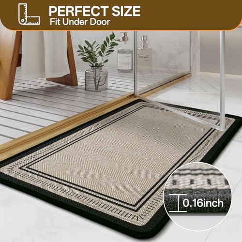 Non Slip Bath Mat with Rubber Backing, Absorbent Quick Dry Bath Rugs Washable, Thin Bathroom Rugs Fit Under Door for Bathroom Floor, Shower and Sink, 16"×24", Brown - color: Brown, size: 16"x24"