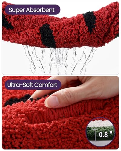 DEXI Bathroom Rugs Half Round 36x20, Cute Fruit Absorbent Bath Mat Non Slip Washable, Extra Soft Plush Microfiber Funny Bathmat for Shower Floor, Tub, Sink, Bedroom, Watermelon - color: Watermelon Slices