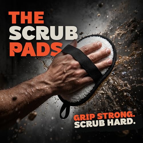 Loofah for Men 2 Pack – Natural Egyptian Shower Scrubber Pads | Mens loofah body scrubber with 2 dual-sided pads, natural Egyptian loofah, terry-cloth side, hand strap and hanging loop