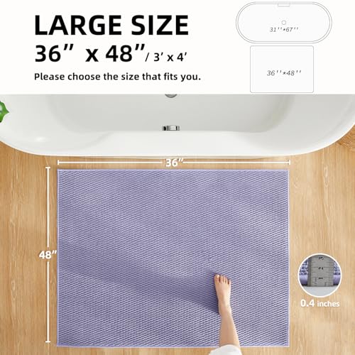 TYUU Large Bathroom Rugs Non Slip Washable Bath Rugs Super Absorbent Bathroom Rug Thin Quick Dry Low Pile Bath Mats, Lavender 36"x48" - color: Lavender, size: 3' X 4' (Rectangular)