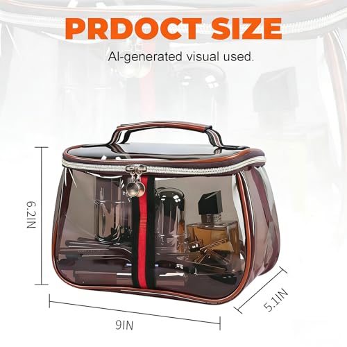 New Retro Vintage Vanity Bag - Clear Makeup Organizer with Handle, Waterproof Transparent Toiletry Bag, Large Capacity Makeup Storage - Case for Women for Travel & Home (Purple) - color: Purple