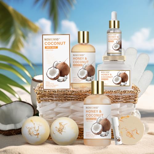 Birthday Gifts for Women, 11pcs Honey & Coconut Luxury Gift Basket Bubble Bath Skincare Gift Set - size: 11pcs Honey & Coconut
