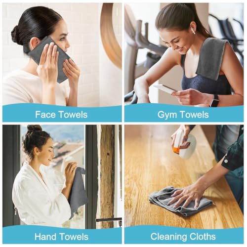 Orighty Wash Cloths, 10 Pack Face Towels, Soft Quick-Drying Washcloths, Multi-Purpose Microfiber Face Cloths for Bathroom, Gym, Spa, Hotel, Travel, 11.5"x11.5", Grey - color: Grey
